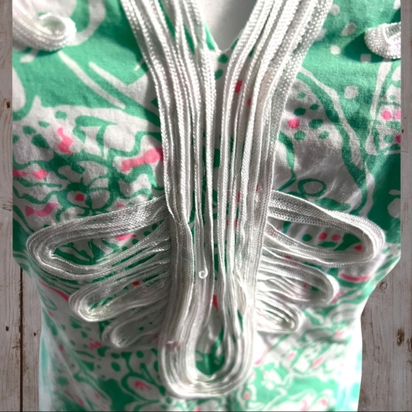 Lilly Pulitzer Short Janice Dress in Beach Bash Print, Green White & Pink Size 4 - Picture 10 of 15
